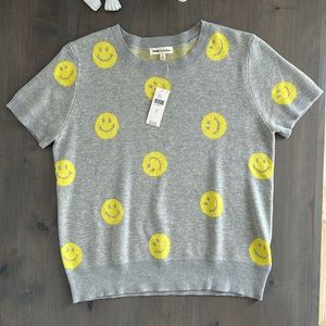NWT Anthropologie smiley face short sleeve sweater